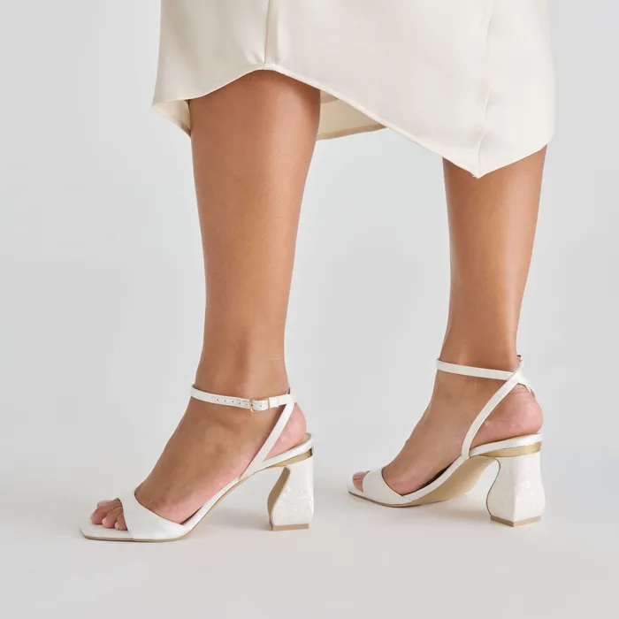 Tilda True White Satin Heels — view 5