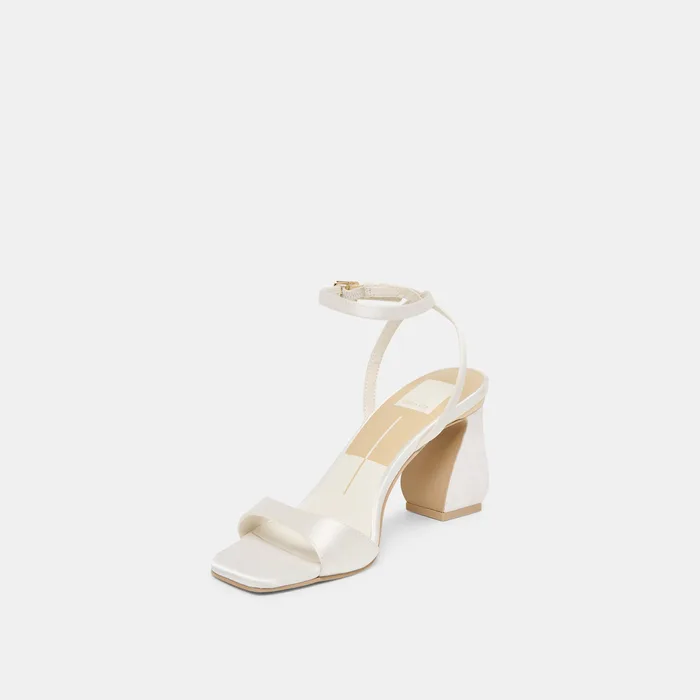 Tilda True White Satin Heels — view 7