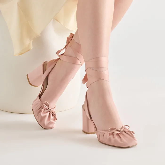Tisha Lt Blush Satin Heels — view 2