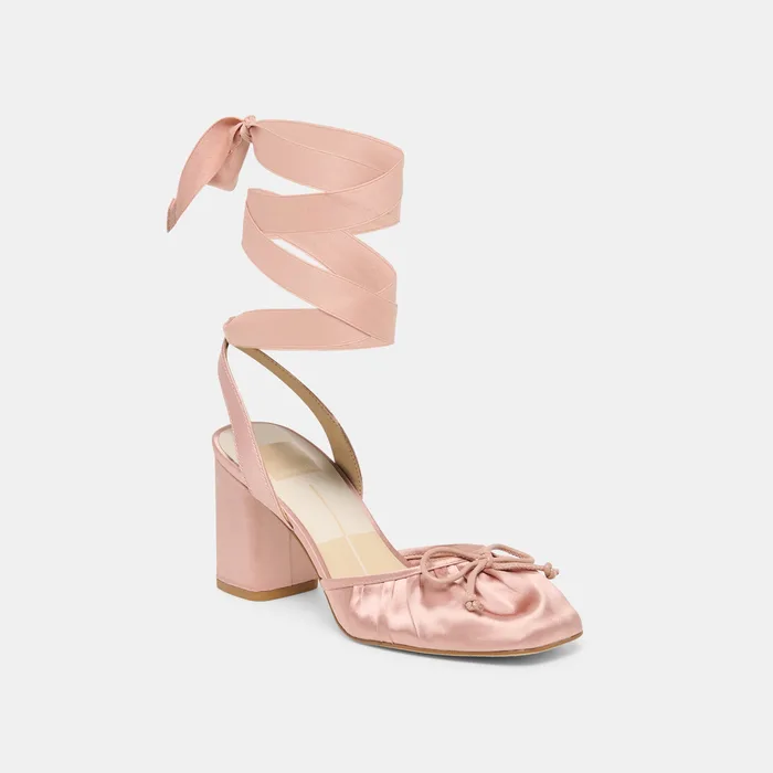 Tisha Lt Blush Satin Heels — view 3