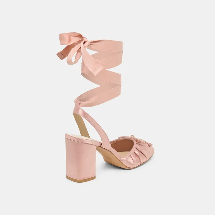Tisha Lt Blush Satin Heels — view 5