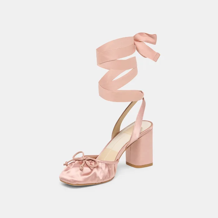 Tisha Lt Blush Satin Heels — view 6