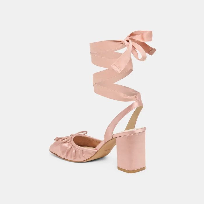 Tisha Lt Blush Satin Heels — view 7