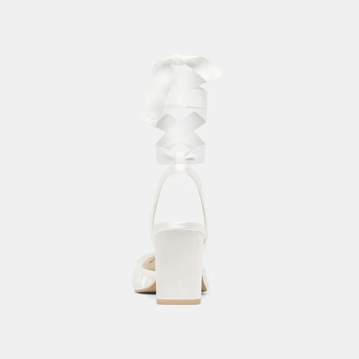 Tisha True White Satin Heels — view 10