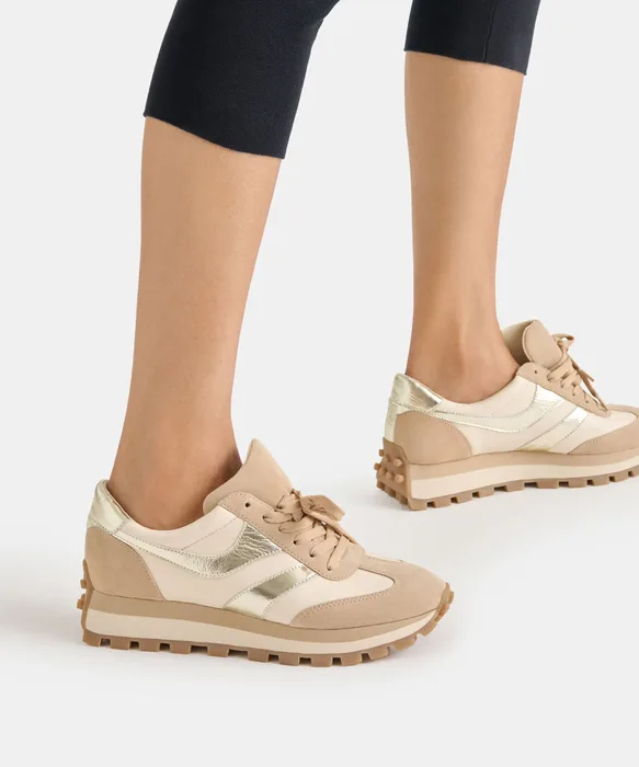 TRESA White Gold Suede Platform Sneakers — view 5