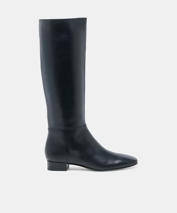TYWIN Black Leather Knee-High Boots — view 2
