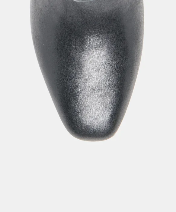 TYWIN Extra Wide Calf Black Leather Knee-High Boots — view 4