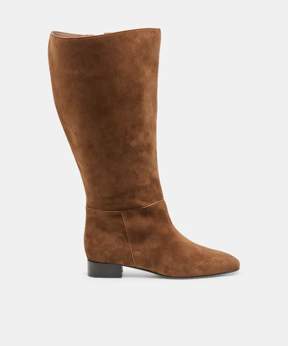 TYWIN Extra Wide Calf Cocoa Suede Knee-High Boots — view 2