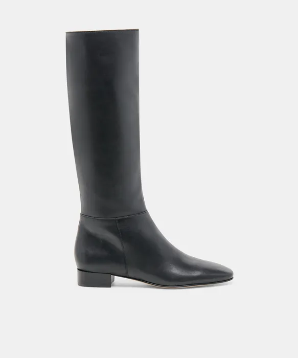 TYWIN Narrow Calf Black Leather Knee-High Boots — view 2