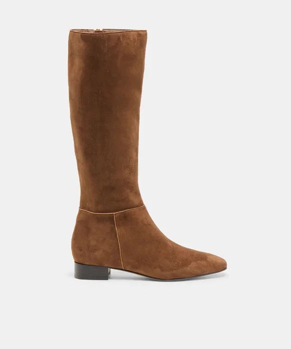 TYWIN Narrow Calf Cocoa Suede Knee-High Boots — view 2