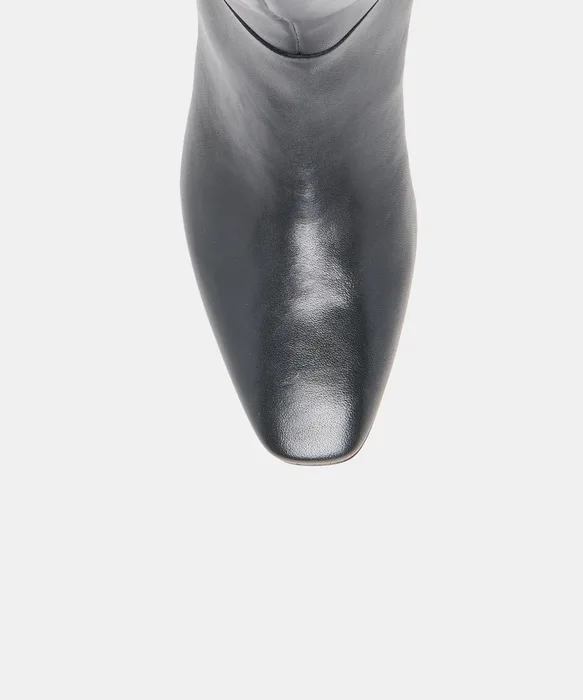 TYWIN Wide Calf Black Leather Knee-High Boots — view 4