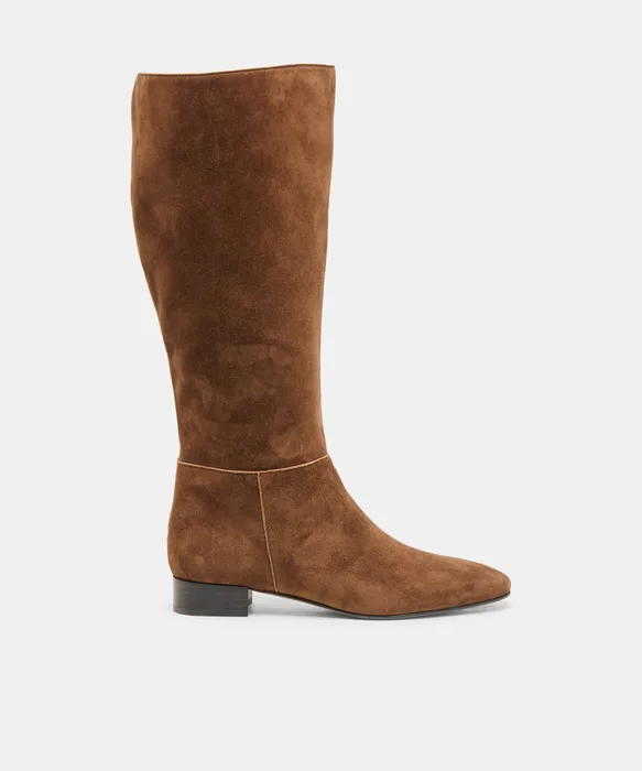 TYWIN Wide Calf Cocoa Suede Knee-High Boots — view 2