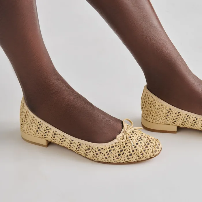 Ulicia Lt Natural Cross Hatch Raffia Ballet Flats — view 3
