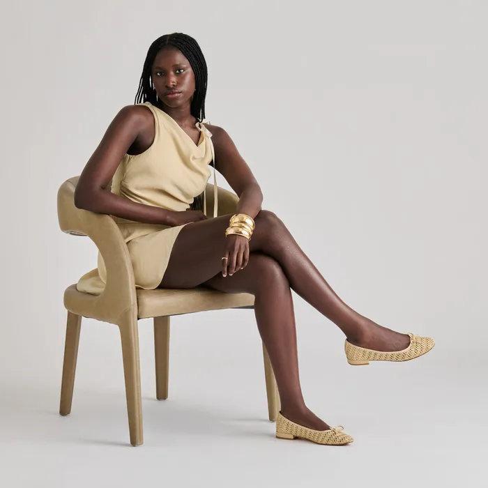 Ulicia Lt Natural Cross Hatch Raffia Ballet Flats — view 5