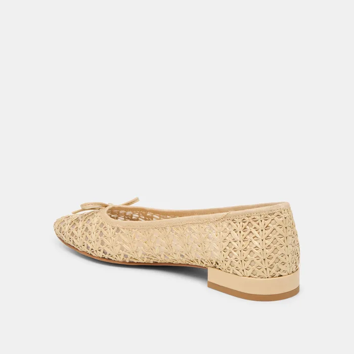 Ulicia Lt Natural Cross Hatch Raffia Ballet Flats — view 8