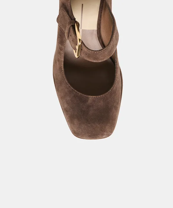 ULTRA Dk Brown Suede Platform Mary-Jane Block Heels — view 4