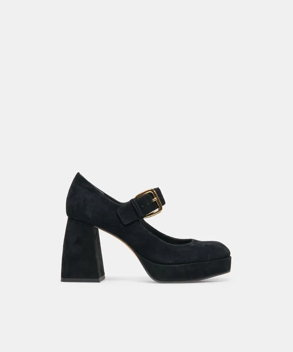 ULTRA Onyx Suede Platform Mary-Jane Block Heels — view 2