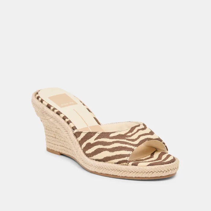 Vaya Beige Zebra Raffia Wedges — view 3