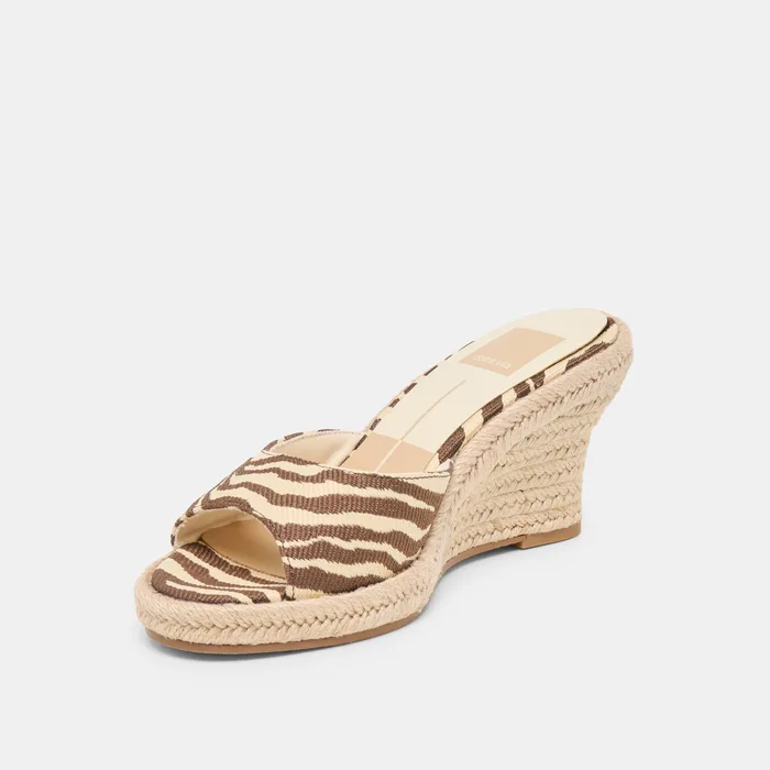 Vaya Beige Zebra Raffia Wedges — view 5