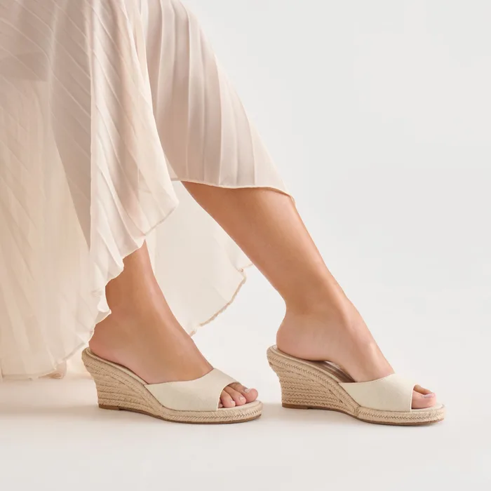 Vaya Ecru Linen Wedges — view 3
