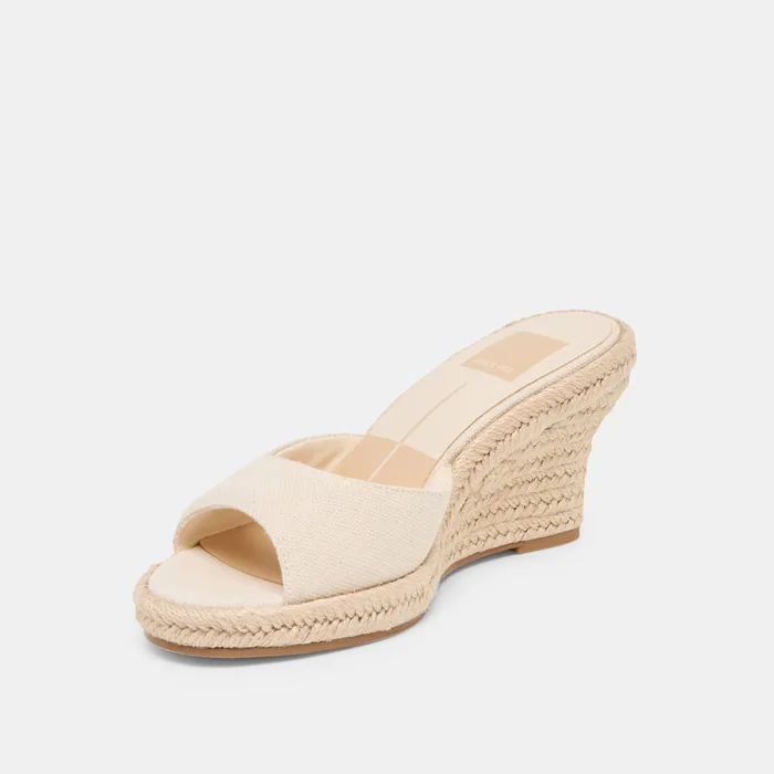 Vaya Ecru Linen Wedges — view 7