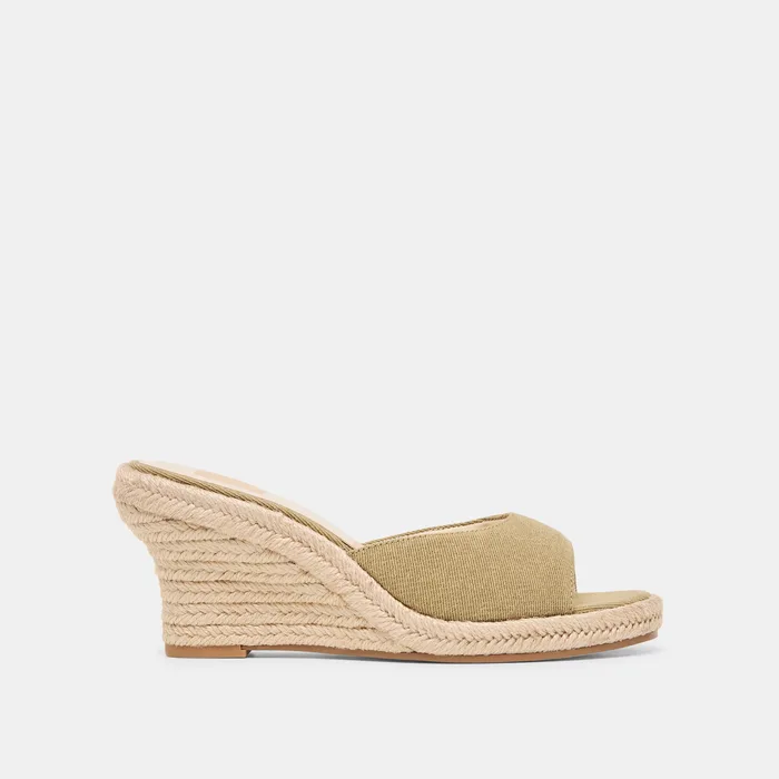 Vaya Khaki Linen Wedges — view 2