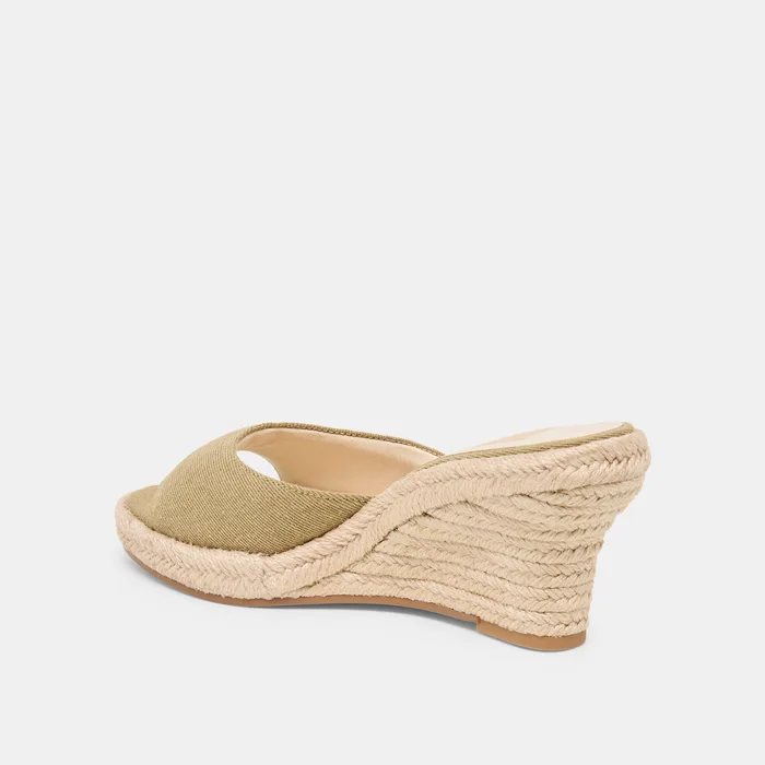 Vaya Khaki Linen Wedges — view 6