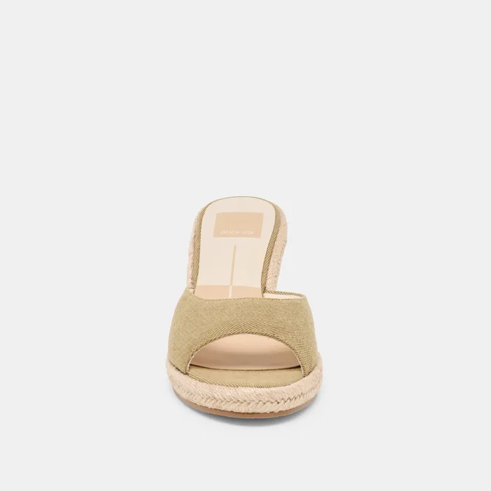 Vaya Khaki Linen Wedges — view 7
