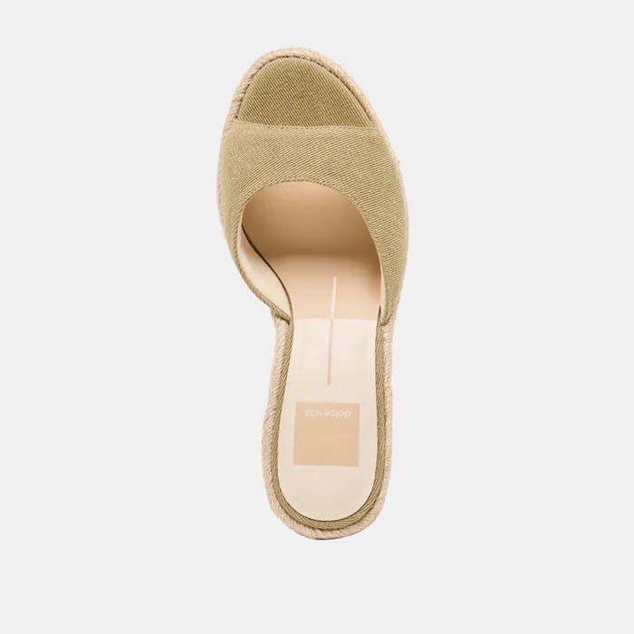 Vaya Khaki Linen Wedges — view 9