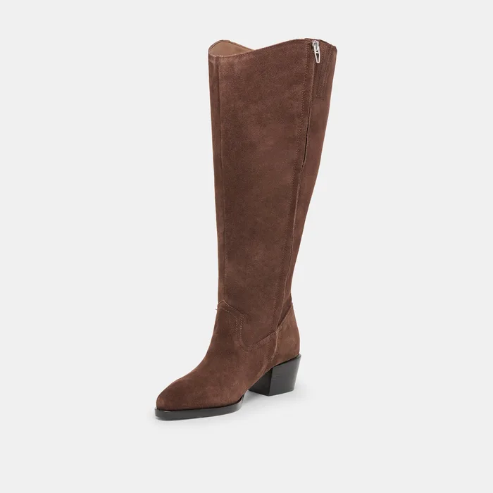 Virona H2O Waterproof Dk Brown Suede Extra Wide Calf Boots — view 8