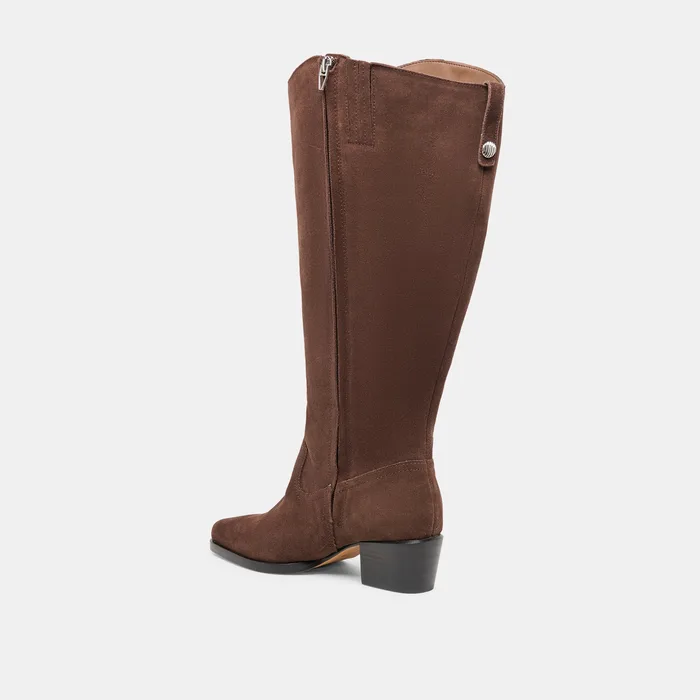 Virona H2O Waterproof Dk Brown Suede Extra Wide Calf Boots — view 9