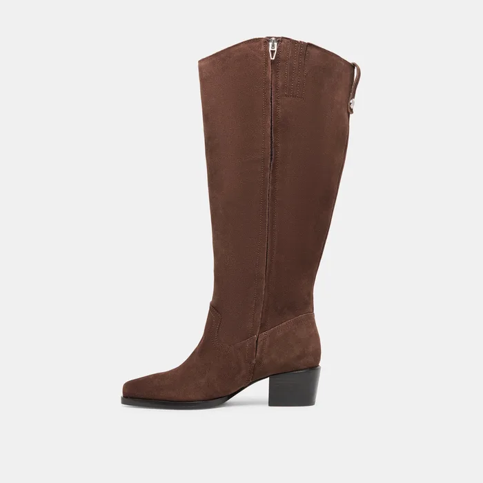 Virona H2O Waterproof Dk Brown Suede Extra Wide Calf Boots — view 10