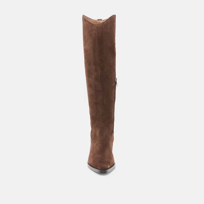 Virona H2O Waterproof Dk Brown Suede Extra Wide Calf Boots — view 11