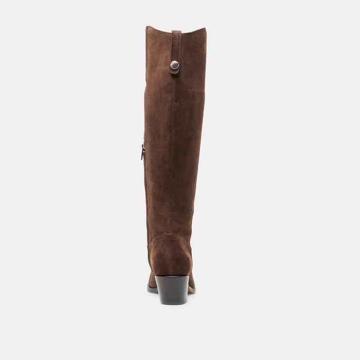 Virona H2O Waterproof Dk Brown Suede Extra Wide Calf Boots — view 12