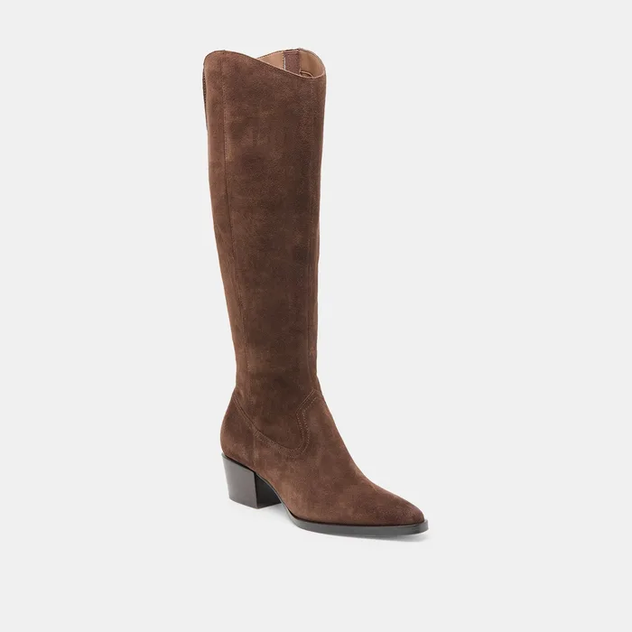 Virona H2O Waterproof Dk Brown Suede Wide Calf Boots — view 3