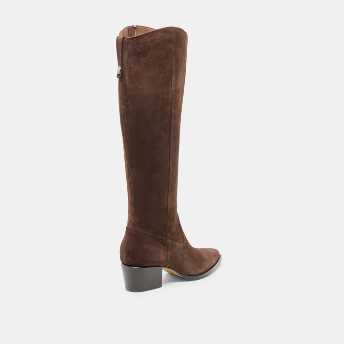 Virona H2O Waterproof Dk Brown Suede Wide Calf Boots — view 4