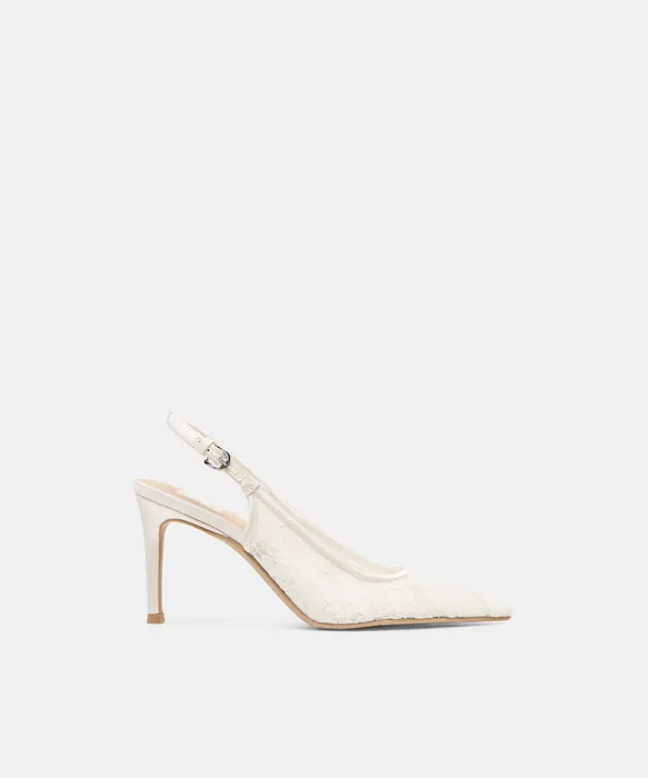 Yami True White Lace Heels — view 2
