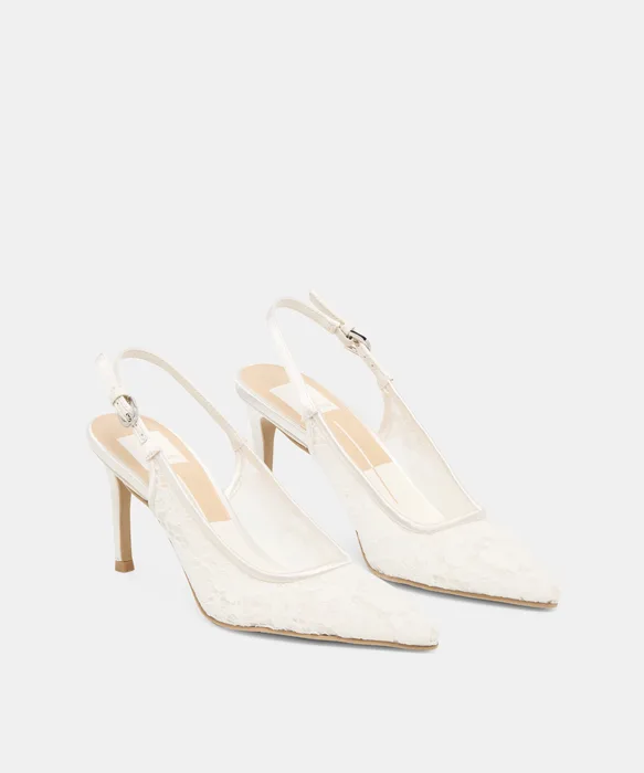 Yami True White Lace Heels — view 3