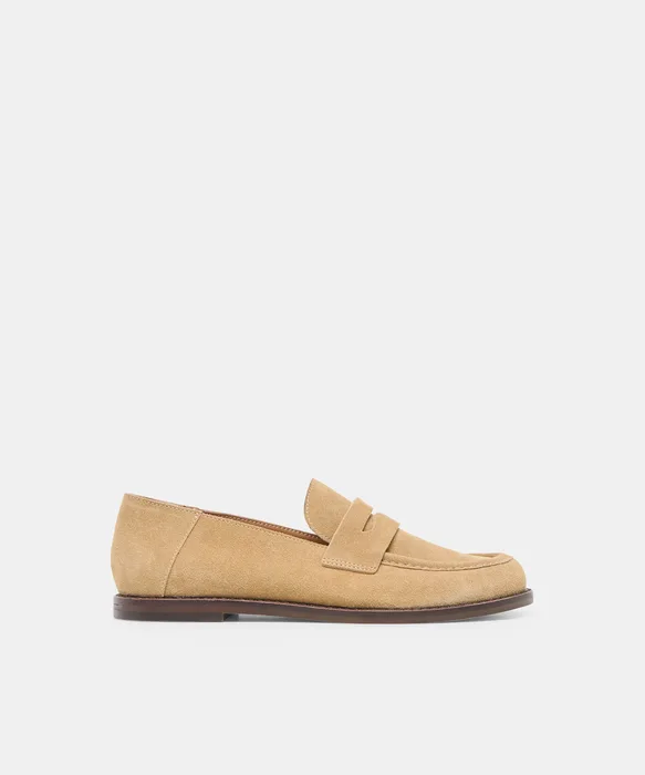YASMYN Cashew Suede Penny Loafers — view 2