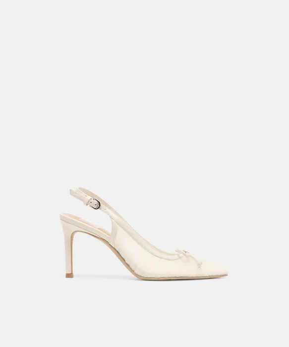 Yela White Tulle Heels — view 2