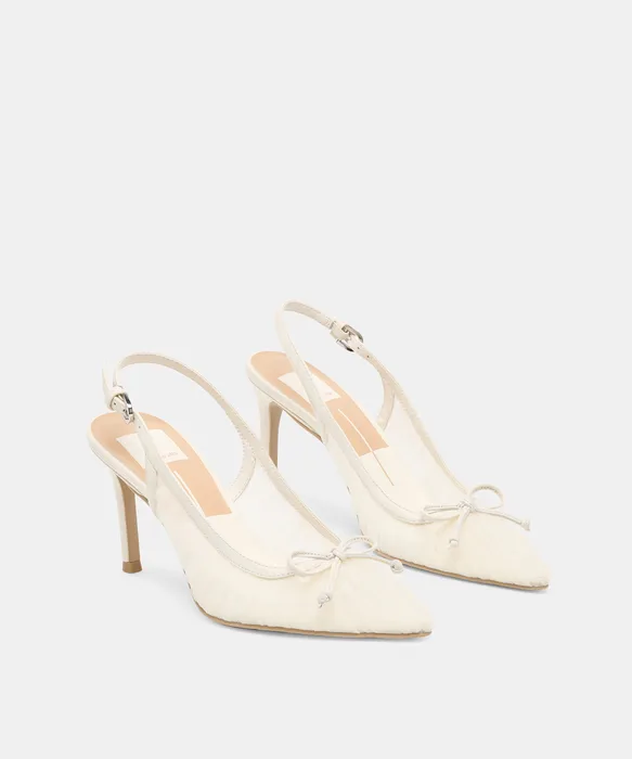 Yela White Tulle Heels — view 3