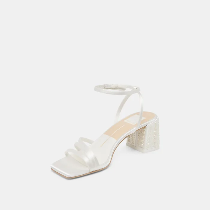 YSABEL PEARL HEELS TRUE WHITE SATIN — view 8