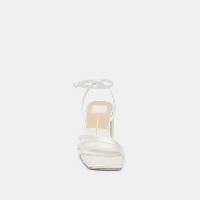 YSABEL PEARL HEELS TRUE WHITE SATIN — view 11