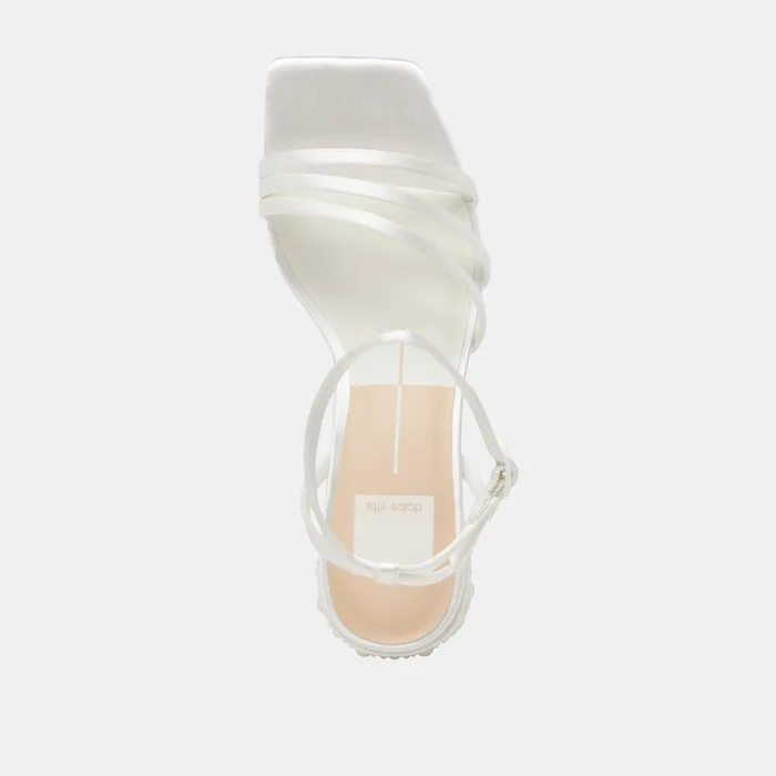 YSABEL PEARL HEELS TRUE WHITE SATIN — view 13