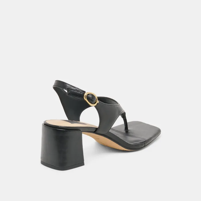 Yves Black Leather Heels — view 5