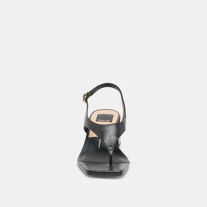 Yves Black Leather Heels — view 8
