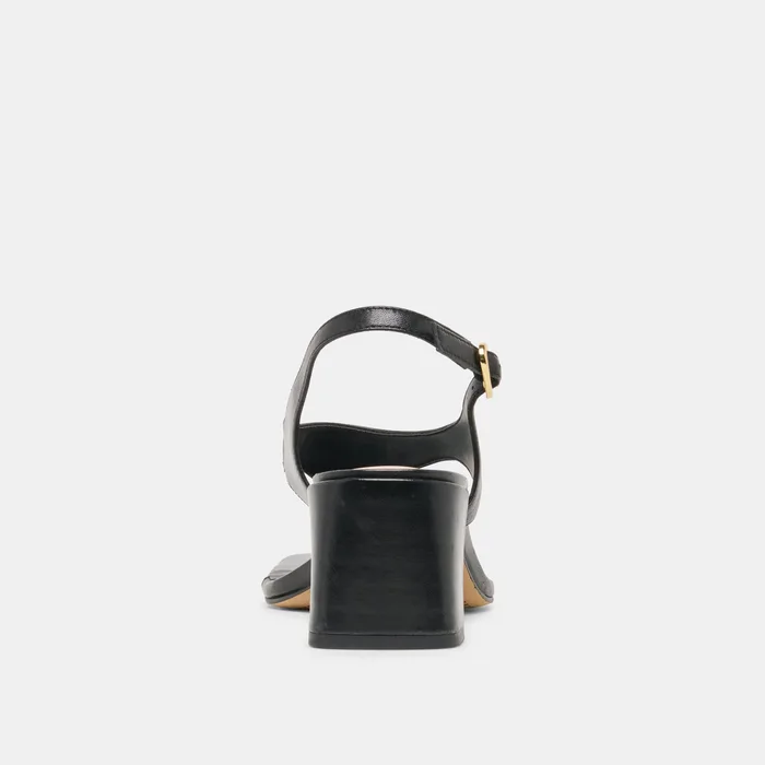 Yves Black Leather Heels — view 9