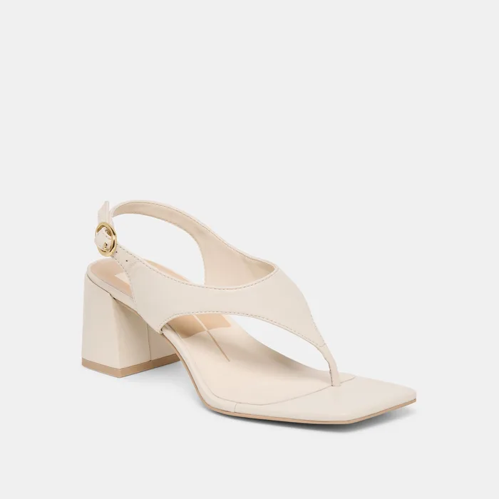 Yves Ivory Leather Heels — view 3