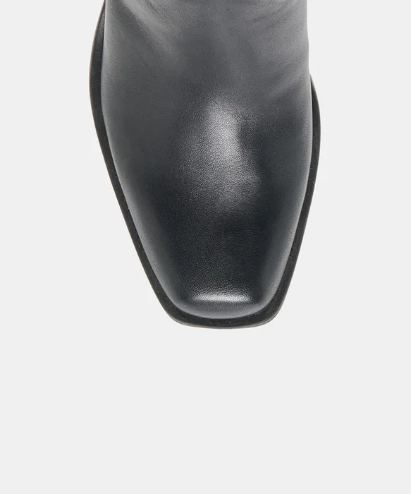 ZELO H2O Black Leather Waterproof Block-Heel Ankle Bootie — view 4