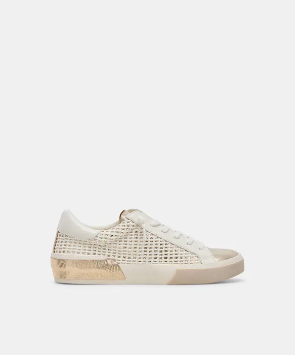 ZINA SNEAKERS BONE GOLD WOVEN — view 2